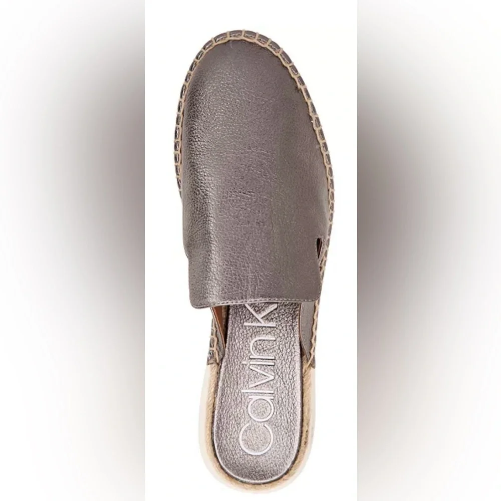 Calvin Klein Slicer Leather Verie Espadrille Style Mules NWOB Sz 8.5.